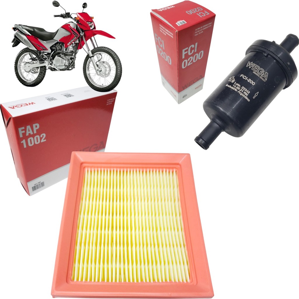 Kit Filtro De Ar E Combustível Wega Honda Nxr Bros 150 2009 2010 2011 em Oferta na Shopee