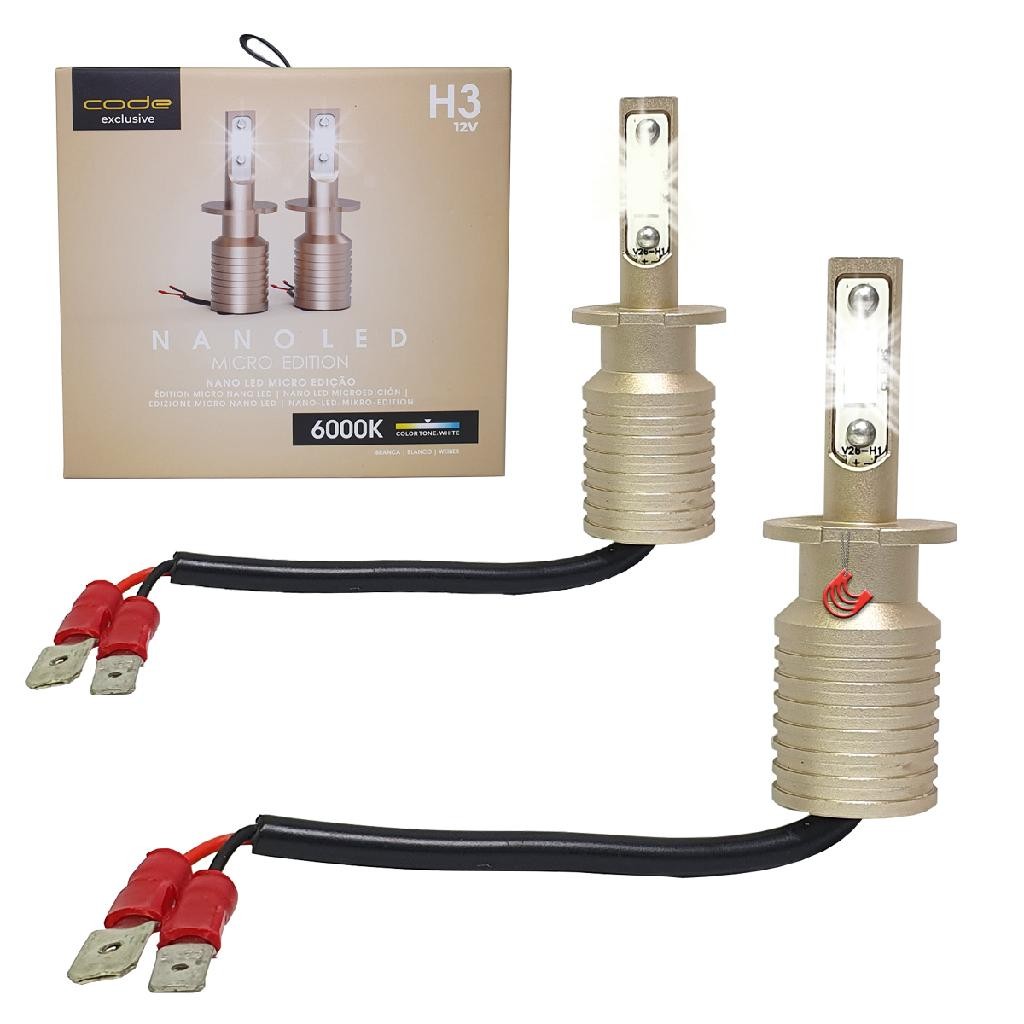 Kit Lampada Nano Led Micro Edition com Tecnologia Chip CSP Flip  12v 3000LM 6000k Encaixe H3 em Oferta na Shopee