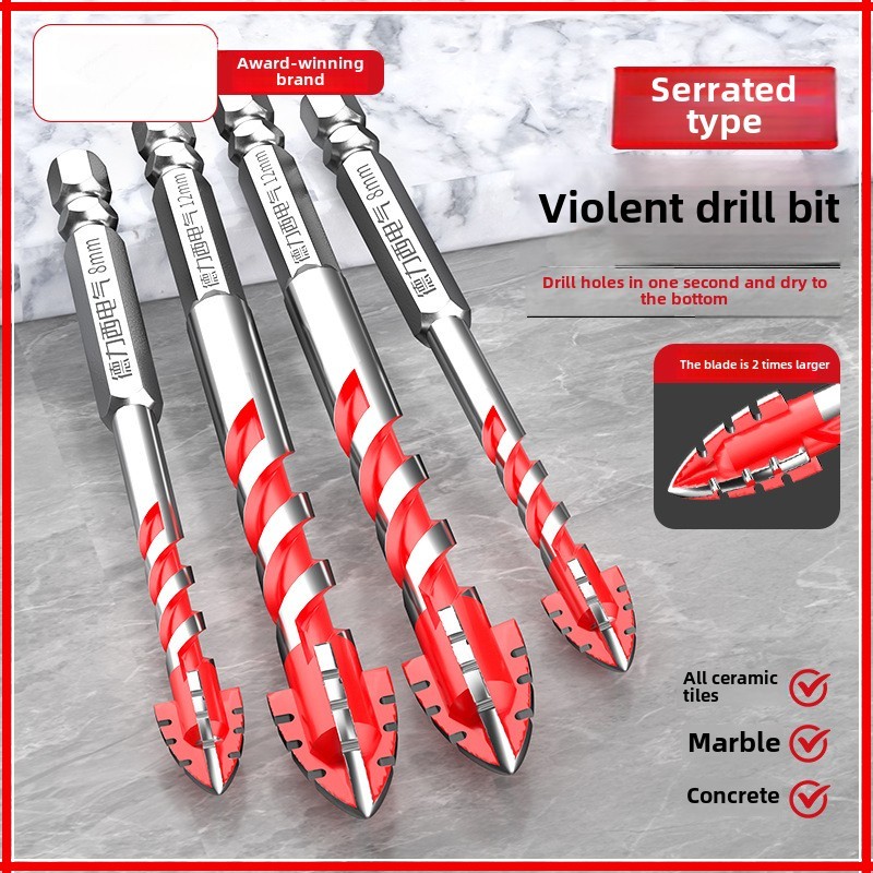 Broca Excêntrica De Dente De Serra De Quatro Lâminas , Furos De Telha Cerâmica Para Concreto , Elétrica Especial super D em Oferta na Shopee