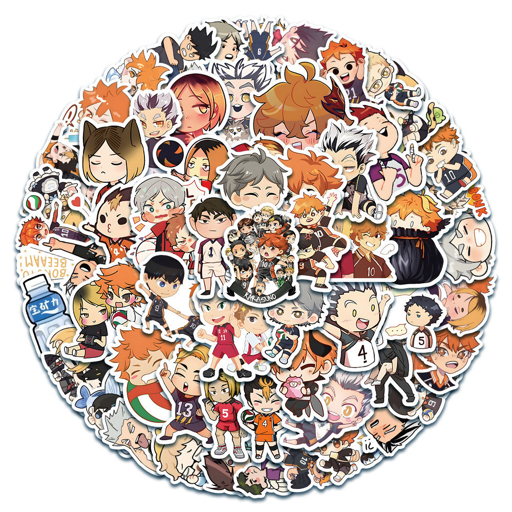 60PCS Anime Fofo Q-Versão Haikyuu ! Adesivos De Grafite Para Bagagem De Telefone Decalques Notebook Crianças Gravação De Presentesyourlife