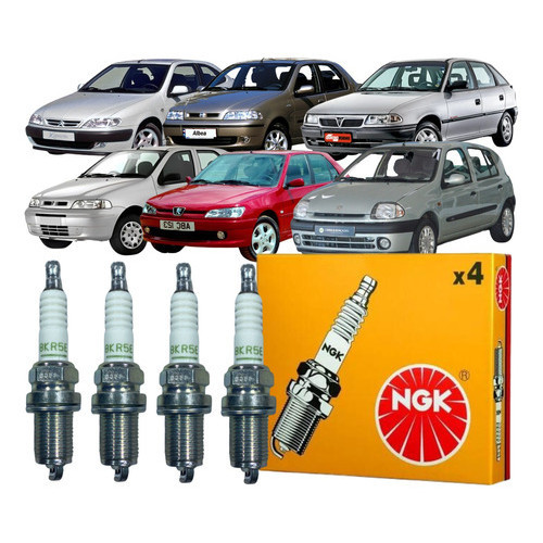 Jogo 04 Velas Ignição Ngk Fiat Strada Renault Clio Megane