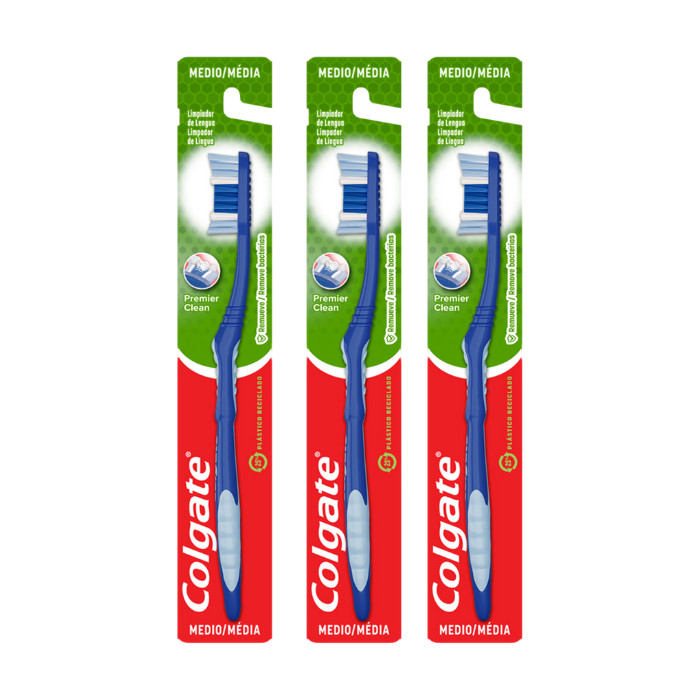 Escova de Dente Colgate Premier Clean Media Diversas Cores 3un