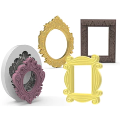 4 Moldes de Silicone de Mini Molduras Vintage para Artesanato Resina Gesso Biscuit Cera Argila DIY