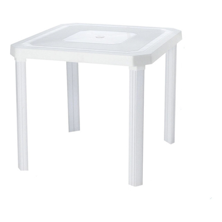 Mesa Quadrada Resistente Desmontável 80 cm Branca Plástica