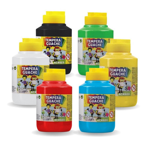 Tinta Guache 250ml Kit 6 cores