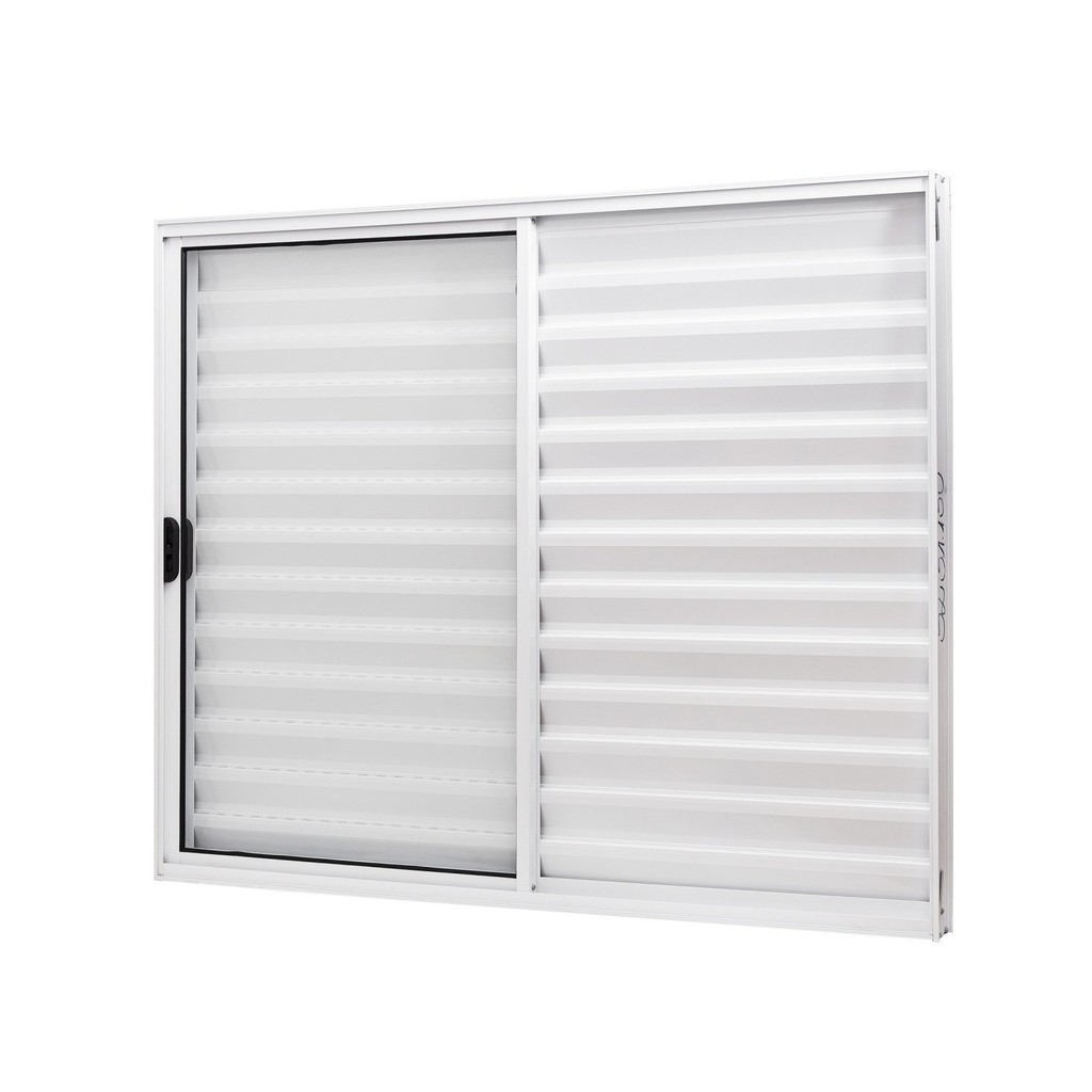 Janela de Alumínio Veneziana 100x120cm 3 Folhas Vidro Liso Slim Modular Ramassol