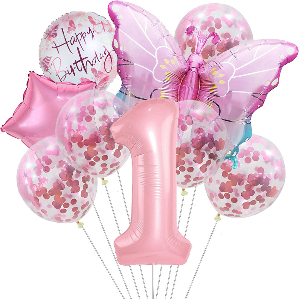 Balão De Borboleta Rosa Balloons , 40inch Número Set , Baby Chuveiro Decorações Da Festa De Aniversário De Casamento , 1/9pcs em Oferta na Shopee