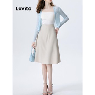 Lovito Saias Elegantes Com Zíper Liso Para Mulheres LNE48043
