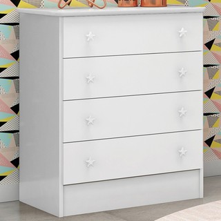 Cômoda Infantil Doce Sonho 4 Gavetas Branco - Qmovi em Oferta na Shopee