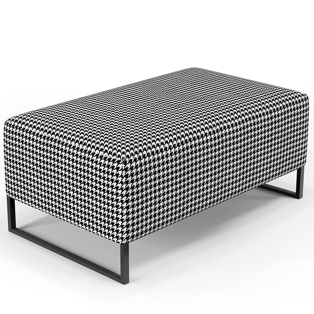 Puff Decorativo Sala de Estar Cléo W01 Base Ferro 90 cm Suede Pied Poule - Lyam Decor - Home & Living