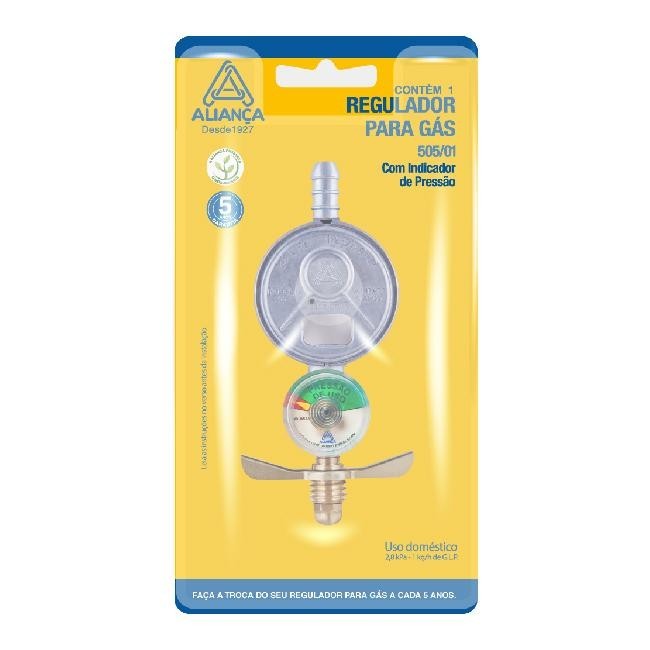 regulador para gas domestico 505/01 com manometro alianca em Oferta na Shopee
