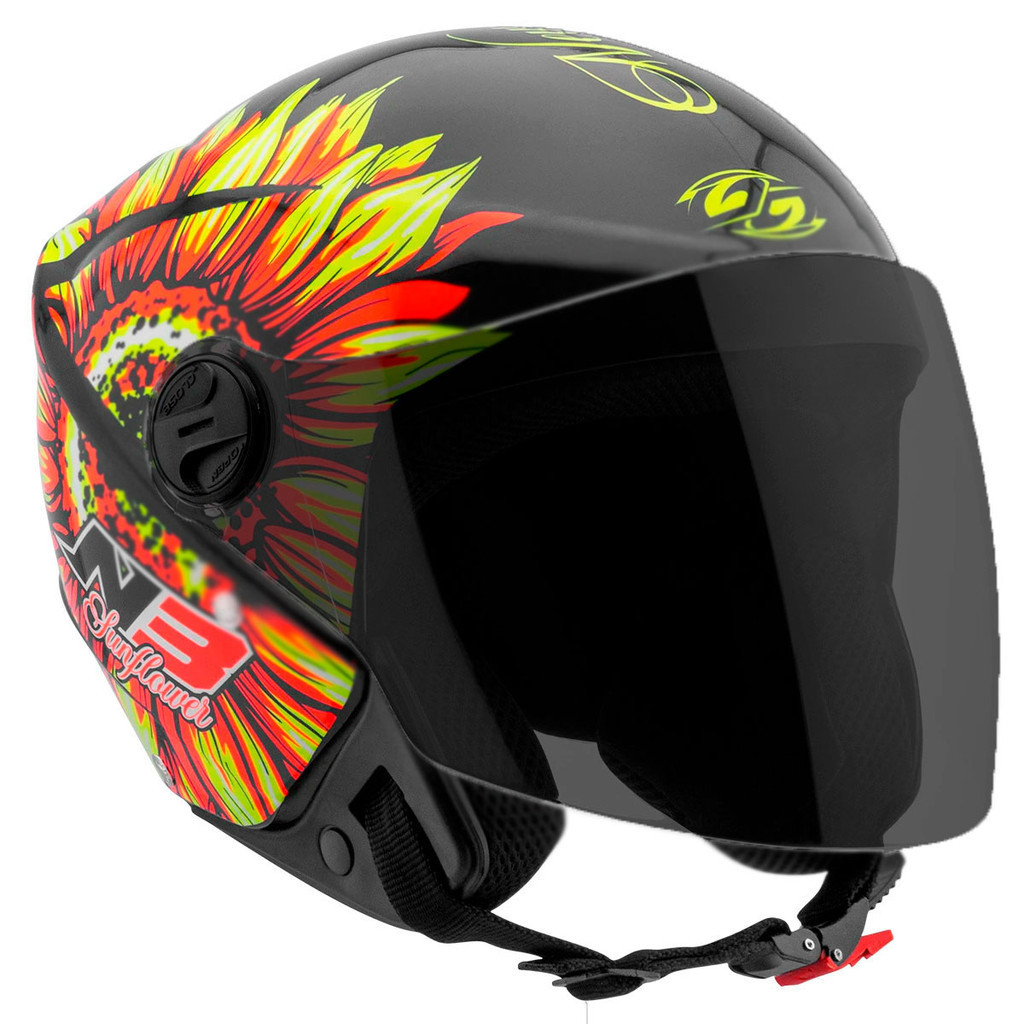 Capacete Moto Aberto Fumê New Liberty 3 Sunflower Brilhante Pro Tork Amarelo/Laranja Tam 56 58 60 - Spare Parts and Accessories for Vehicles