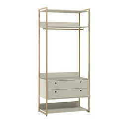 Guarda-Roupa Closet Industrial Olivar com Cabideiro 2 Gavetas 89cm - Off White