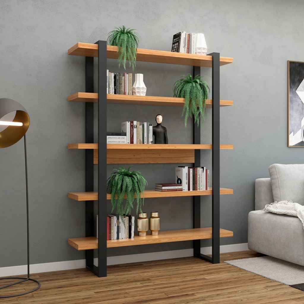 Estante para Livros Industrial Freijó/Preto - Dalla Costa em Oferta na Shopee