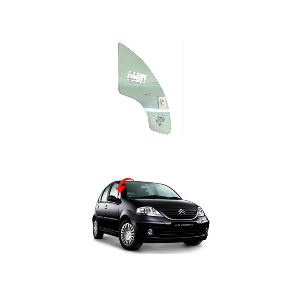 Vidro Lateral Fixo Dianteira Direita Citroen C3 2002 a 2011
