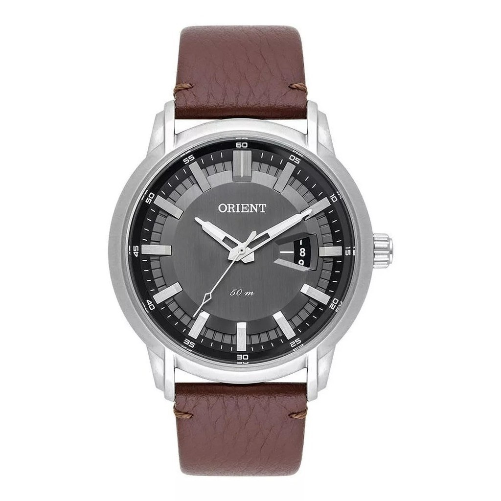 Relógio Orient Masculino De Couro Marrom Mbsc1039 G1nx - Watches