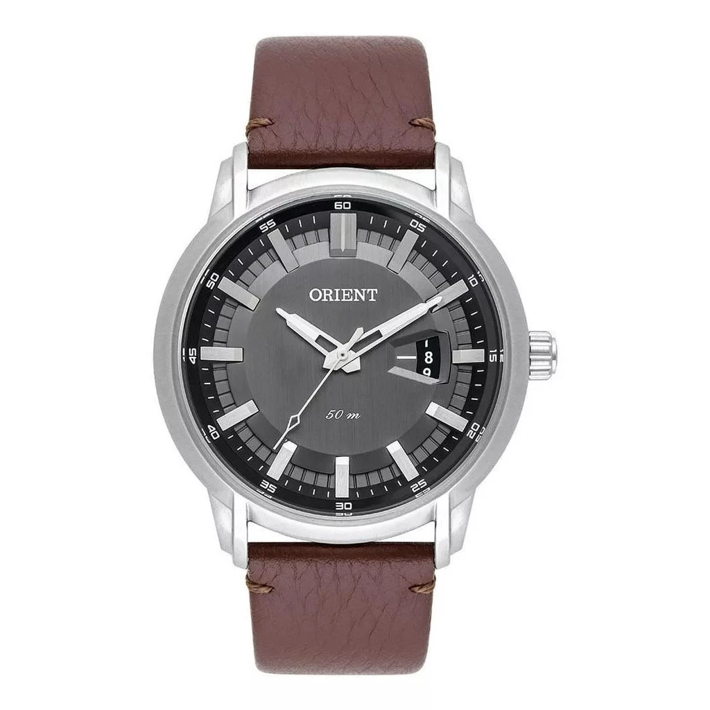 Relógio Orient Masculino De Couro Marrom Mbsc1039 G1nx