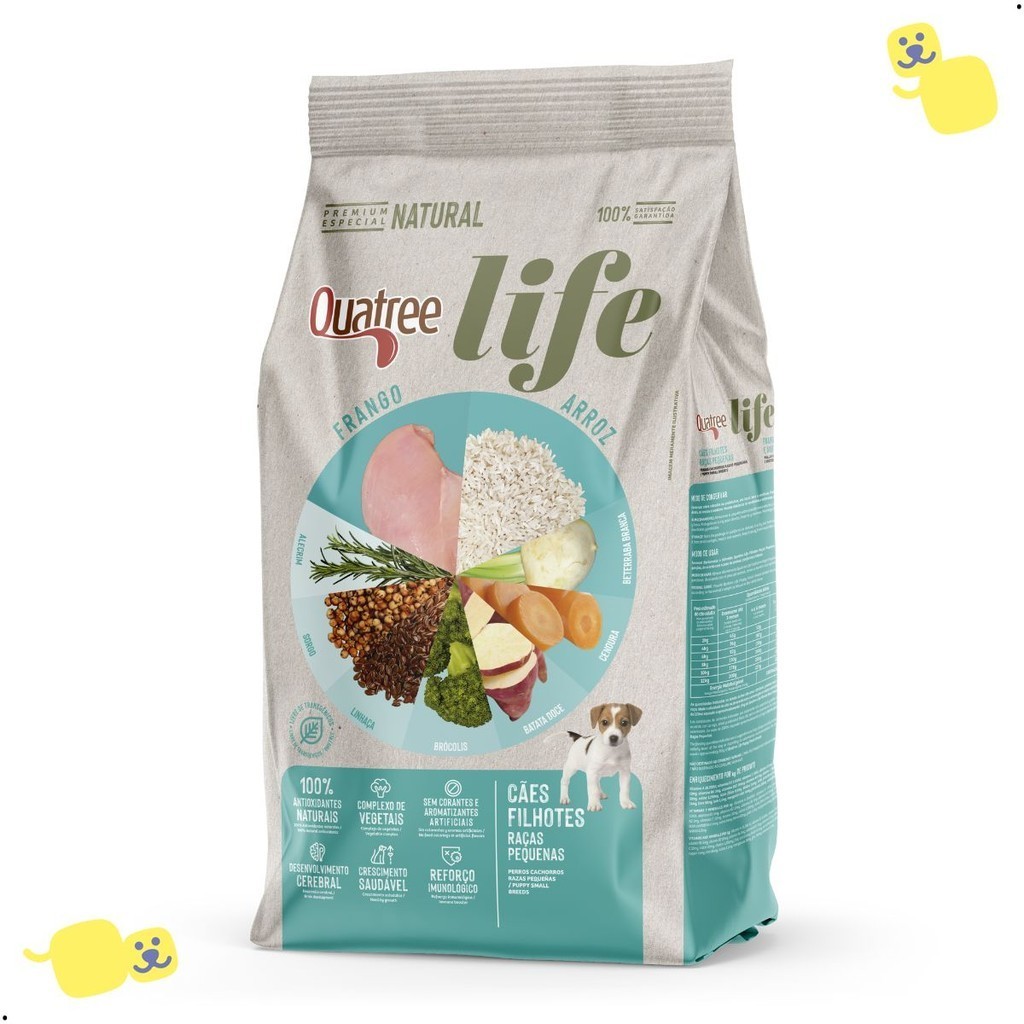 Ração Quatree Life Cães Filhotes Raça Pequena  Frango e Arroz 10,1Kg Alimento Premium Especial Pet