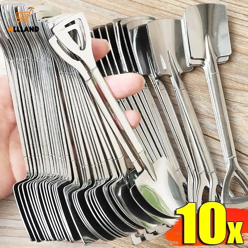 2/10Pcs Colher De Pá De Aço Inoxidável-Mini Chás De Café Colheres De Sobremesa De Frutas-Conjunto De Talheres De Cozinha em Oferta na Shopee