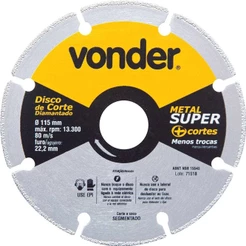 Disco De Corte Diamantado Segmentado Metais 115 Mm Vonder