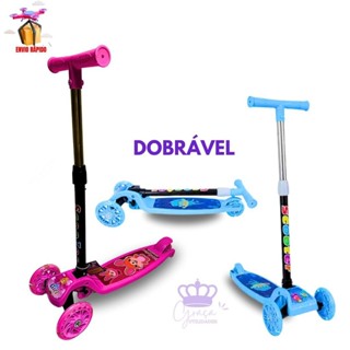 Patinete Infantil 3 Rodas De Led Dobrável Scooter Crianças Menino Menina Rosa Azul Resistente 30 Kg Oferta em Oferta na Shopee