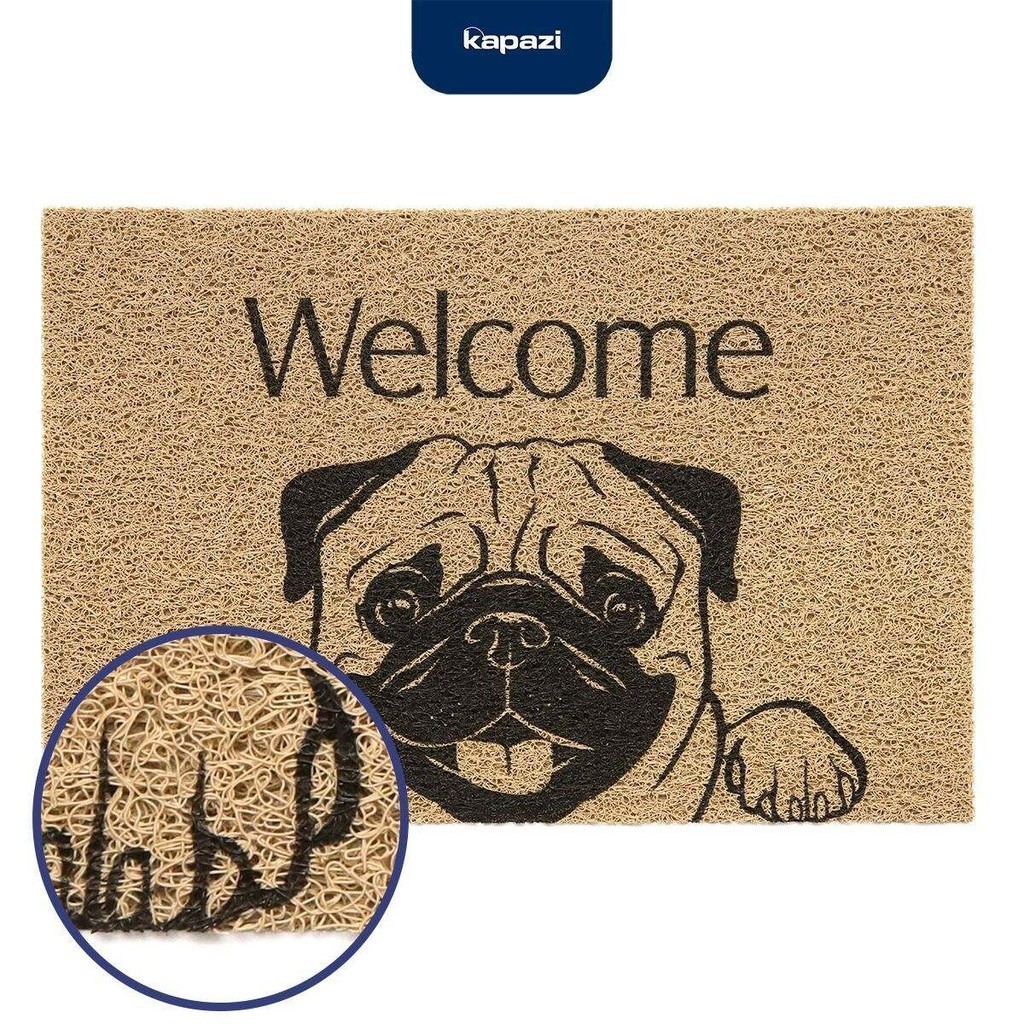 Capacho Vinil Pet Welcome Pug 40cmx60cm Kapazi