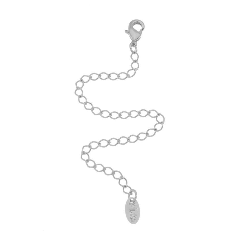 EXTENSOR DE CORRENTE PIUKA FOLHEADO EM RÓDIO BRANCO - Fashion Accessories