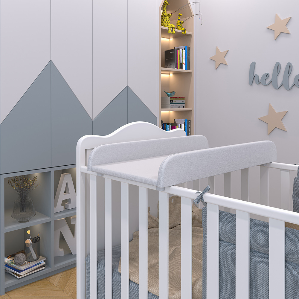 Trocador de Fraldas Almofadado para Berço Corino Branco P02 - Lyam Decor em Oferta na Shopee