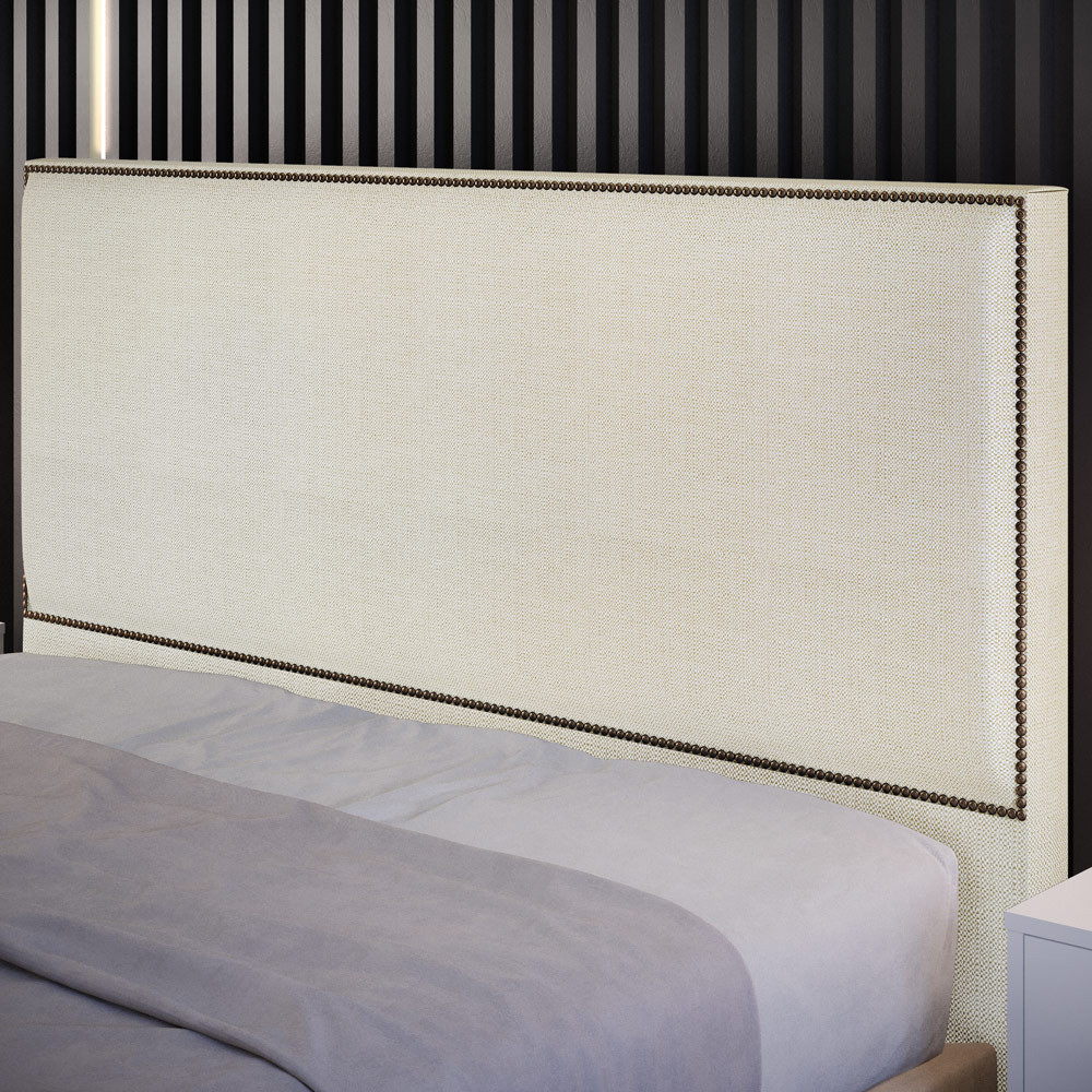 Cabeceira Cama Box Casal Com Tachas 140 cm Vicenza L02 Linho Champagne - Lyam Decor em Oferta na Shopee