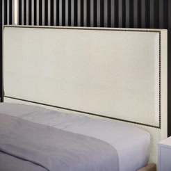 Cabeceira Cama Box Casal Com Tachas 140 cm Vicenza L02 Linho Champagne - Lyam Decor