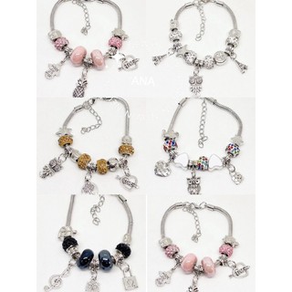 ANA 1108 KIT 6 PCS Pulseira  Berloques Prateada, Rose e Dourada Estilo Feminina Presente …