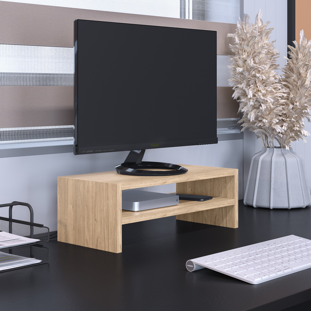 Suporte Para Monitor Stand Home Office Lap 63 cm L03 Amadeirado - Lyam em Oferta na Shopee