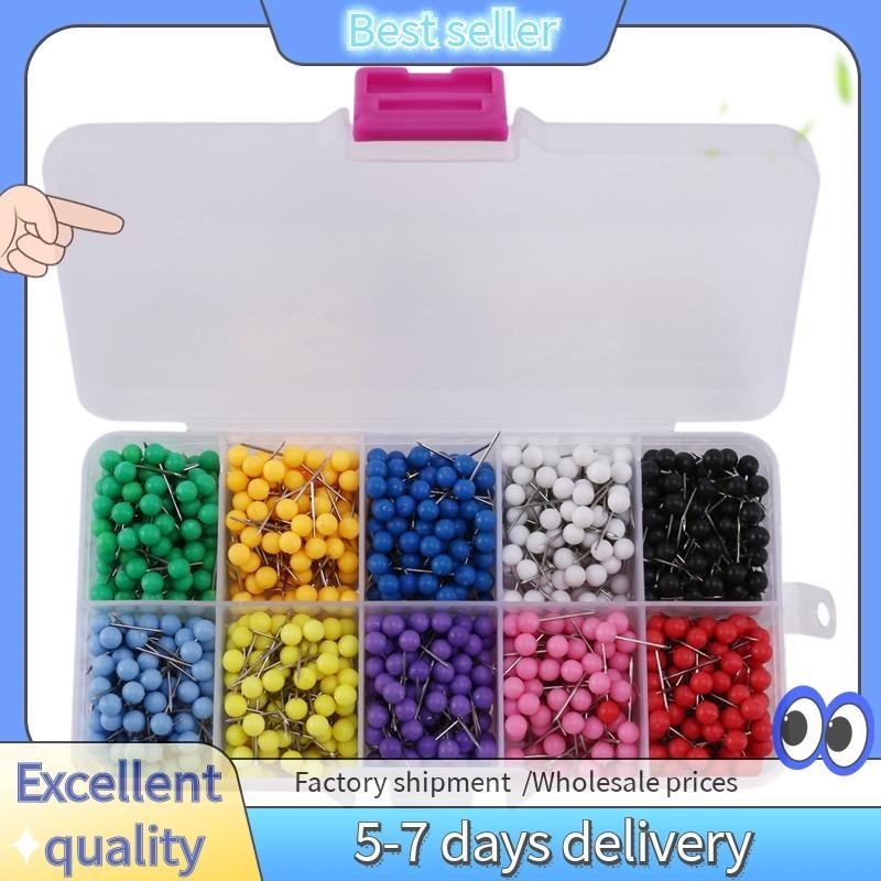 Tachas De Mapa De 1000 Pcs Push Pins Cabeça Plástica Com Ponta De Aço Cortiça , Segurança Coloridas Thumbtack Office Material Escolar