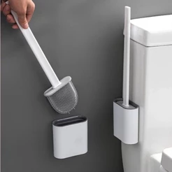 Kit Escova Sanitária Quadrada Limpeza Banheiro Parede Silicone privada suporte
