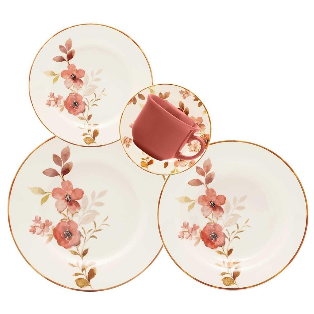 Aparelho De Jantar E Chá 20 Peças Donna Chá Das 5 em Oferta na Shopee
