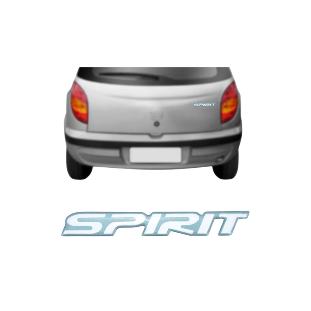 Emblema Letreiro SPIRIT Resinado Transparente Contorno Grafite Corsa Celta 2003 a 2006