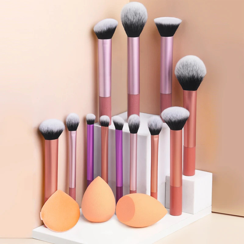 Makeup Brush Sets,12pcs Plástico Simples dois estilos de ovos de beleza e sopro de maquiagem multifuncional Makeup Brush for Dres