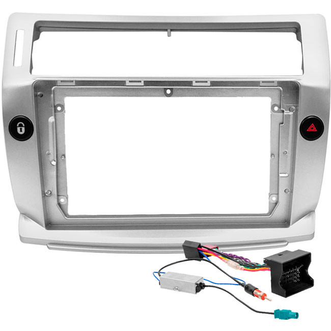 Kit Moldura Painel 9 Pol C4 Pallas 2008 2009 2010 2011 2012 2013 2014 2015 2016 2 Din Prata Chicote Som Plug Antena em Oferta na Shopee