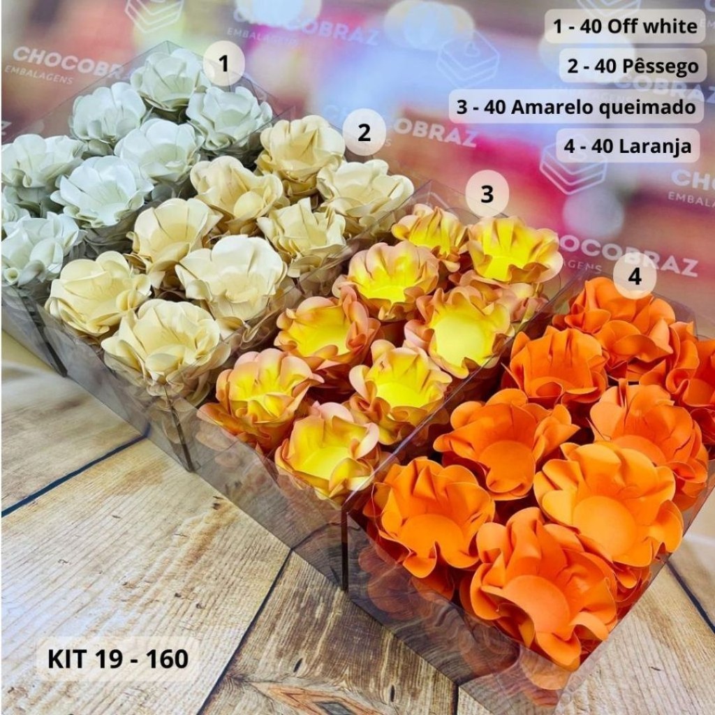 KIT 160 Forminhas Para Doces Finos PESSEGO + AMARELO  QUEIMADO + LARANJA + OFF WHITE em Oferta na Shopee