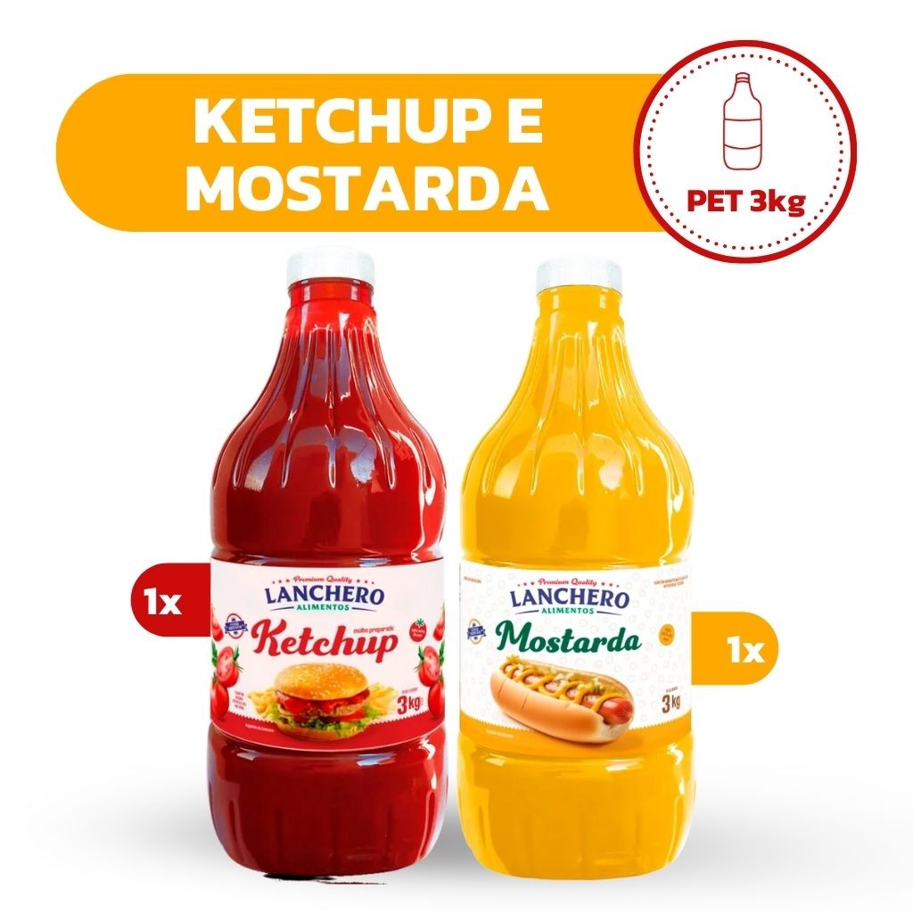 Combo Ketchup Pet 3kg + Mostarda Pet 3kg Food Service - Lanchero em Oferta na Shopee