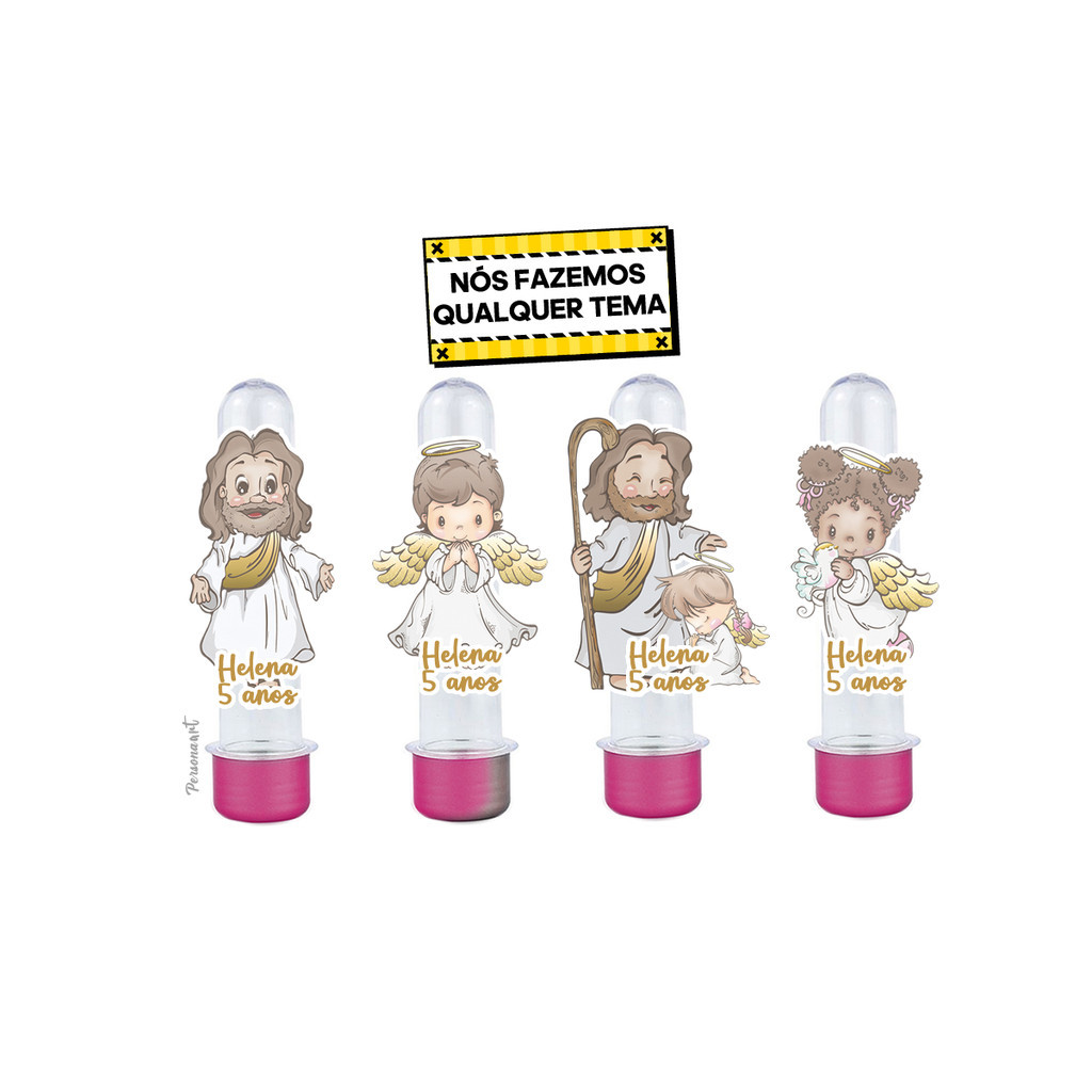 15 Apliques 3d para Tubete 13cm Aplique Tag Topper Personalizados Batizado Jesus
