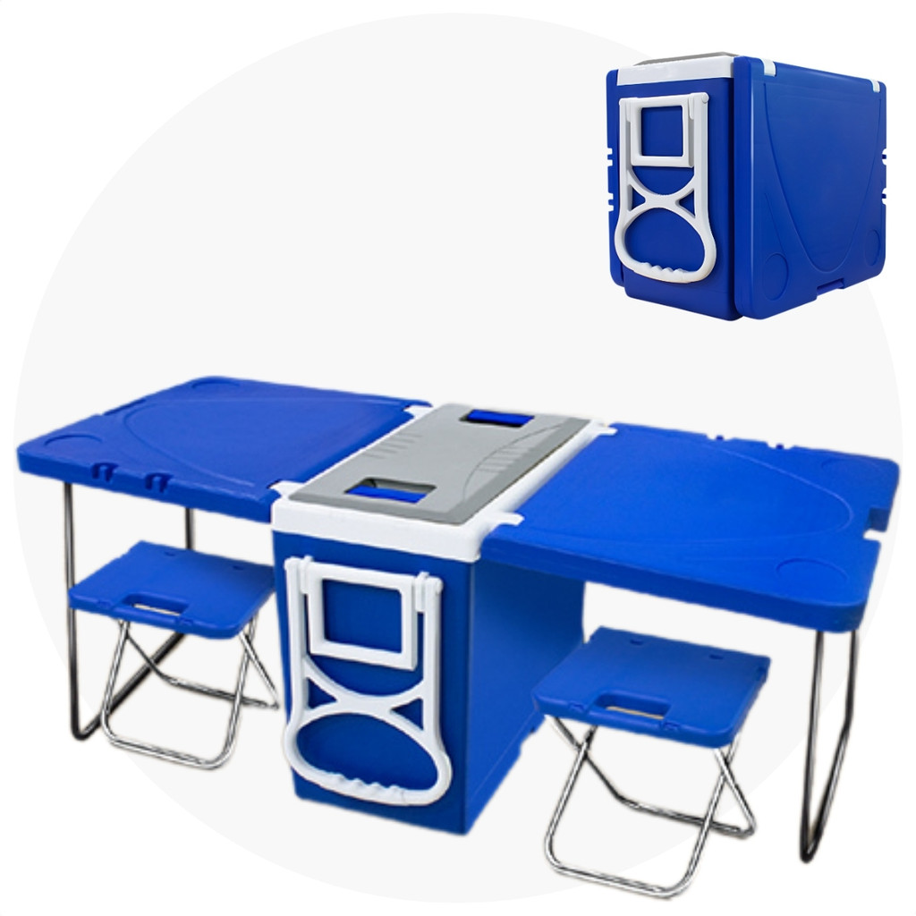 Cooler Caixa Térmica 5 x 1 Multifuncional 32L com Mesinha e Banqueta - Home & Living
