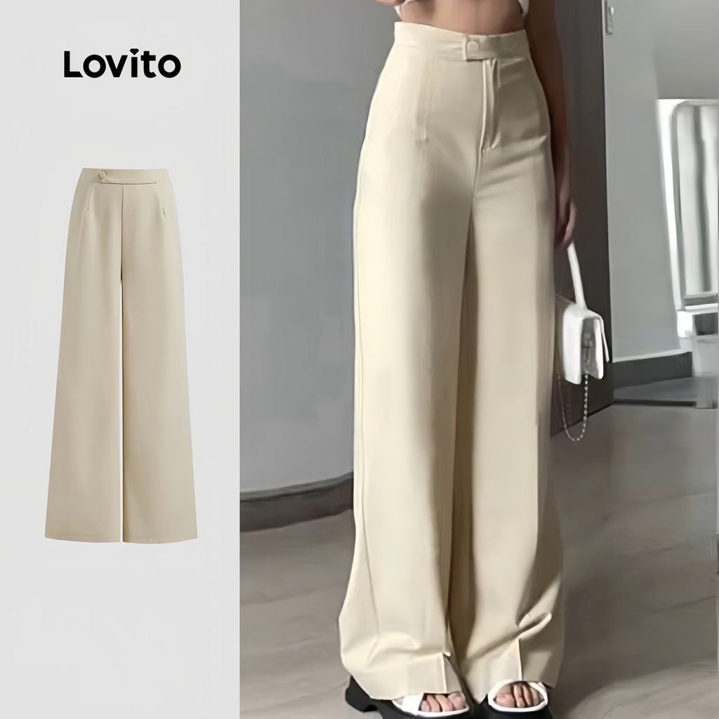 Lovito Calça Casual De Verão/Primavera Com Zíper E Bolso Para Mulheres L123ED195