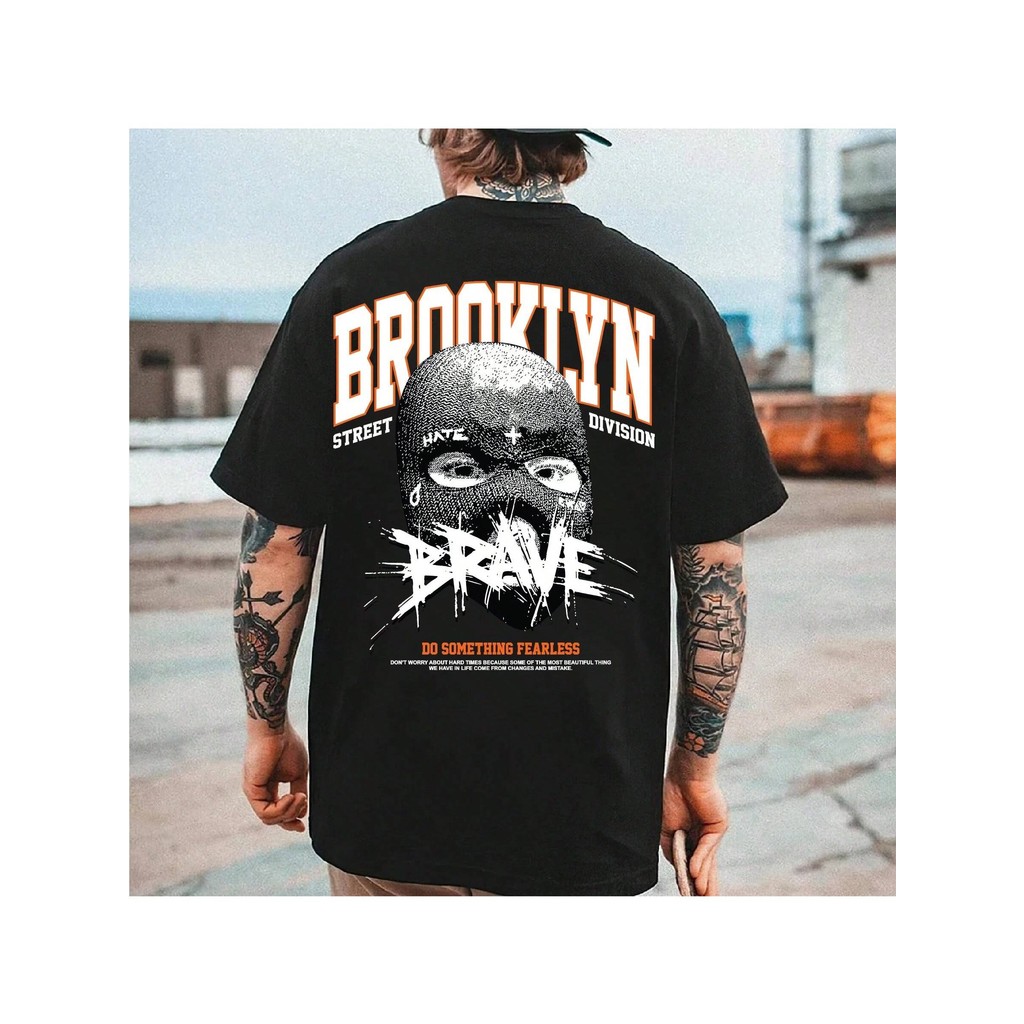 Camiseta Unissex Oversized Plus Size Feminina Masculina Algodão  Adulto Plus Size Infantil Brooklyn Brave Streetwear Swa