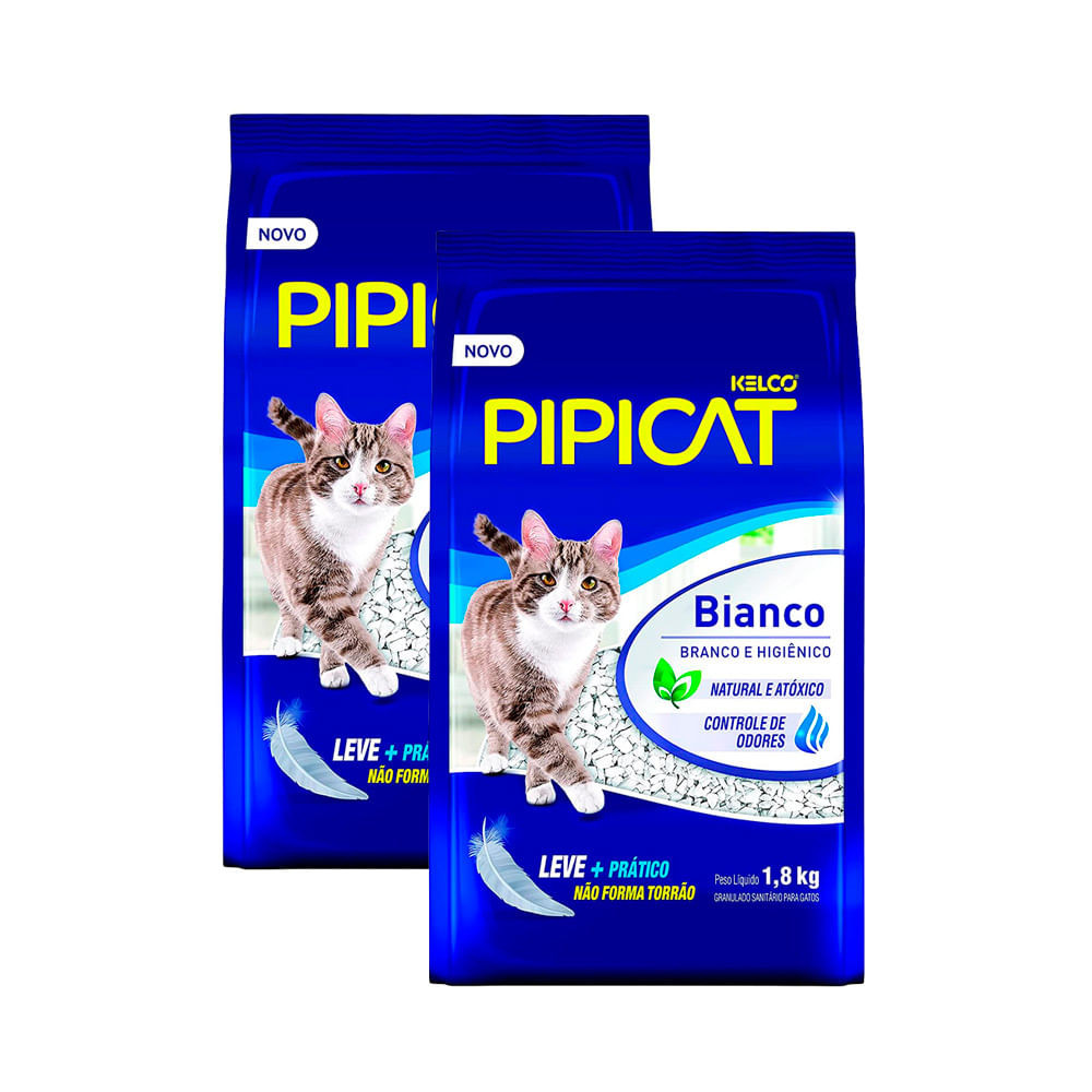 Kit 2 Areia Higiênica Pipicat Bianco para Gato com 1,8kg - Pets