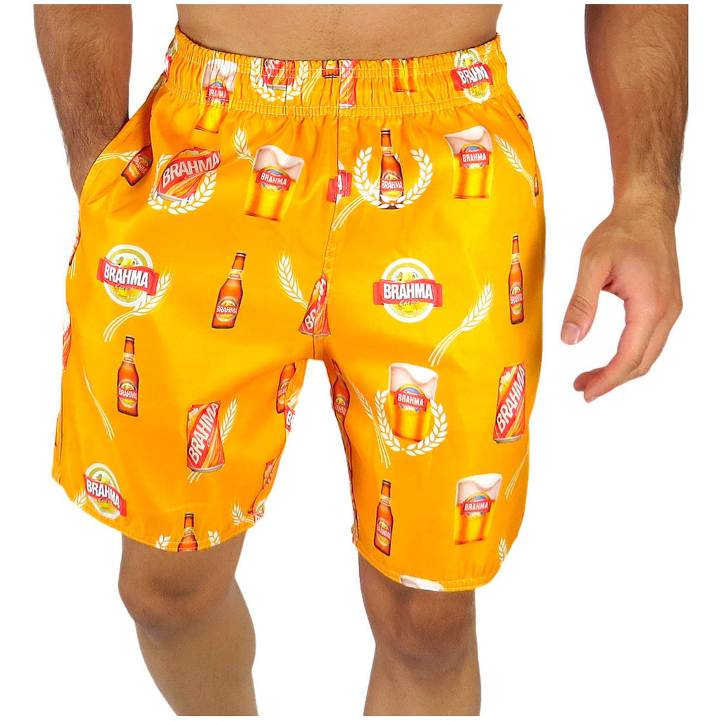Shorts Praia Mauricinho Masc Bebidas Cerveja Beer Chop Tac tell c/ elastano Envio Imediato