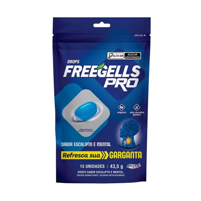 Drops Freegells Pro Sabor Eucalipto e Mentol 15 Unidades