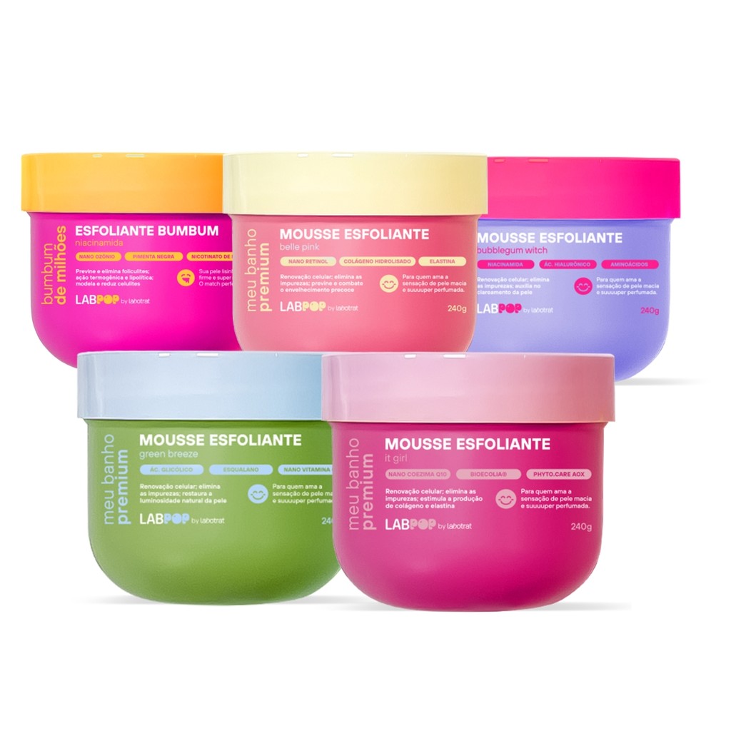 Mousse Esfoliante Corporal Hidratante Labpop Labotrat 240g em Oferta na Shopee