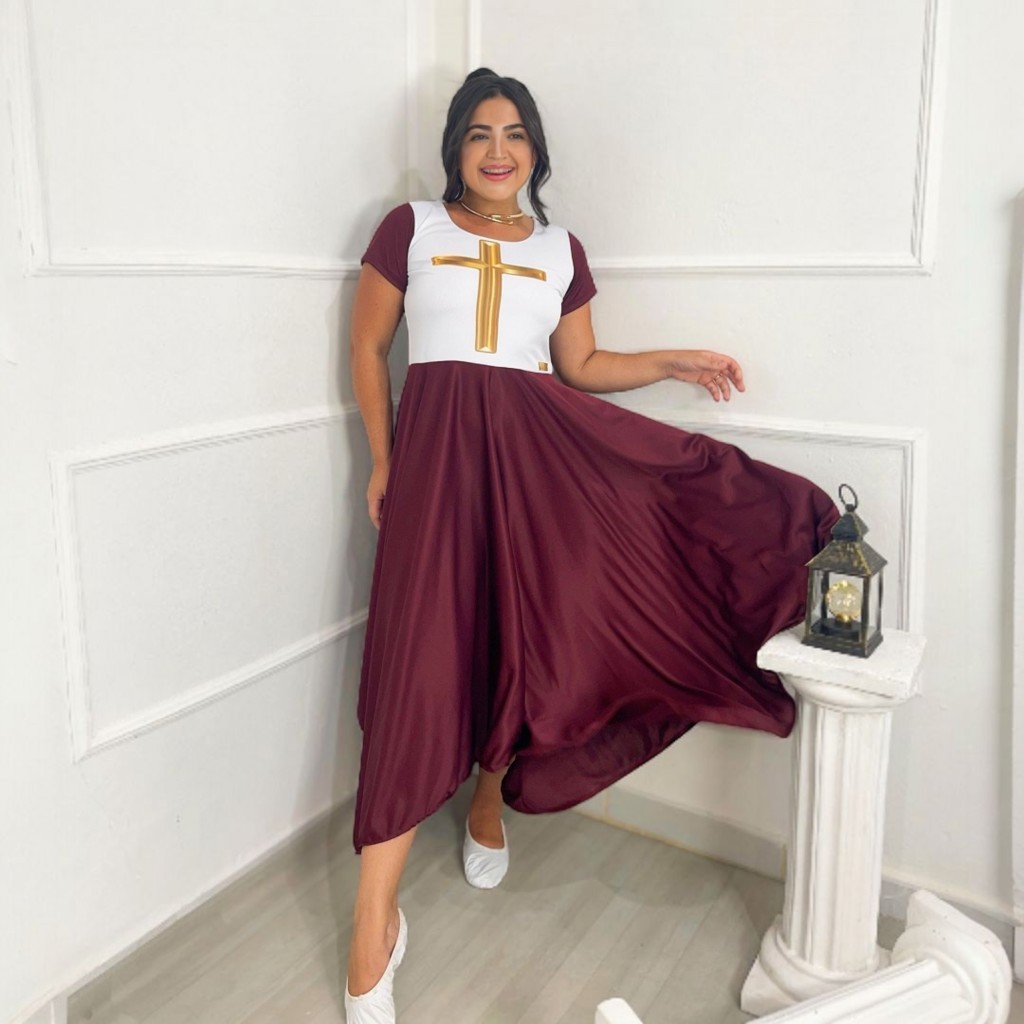 Vestido de Dança Coreografia Cruz Moda Evangélica — imagem 2 de 2