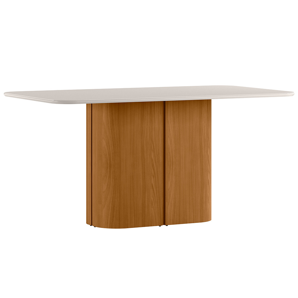Mesa de Jantar 6 Lugares Retangular Tampo Vidro Verbena N01 Ypê Off White - Lyam Decor em Oferta na Shopee